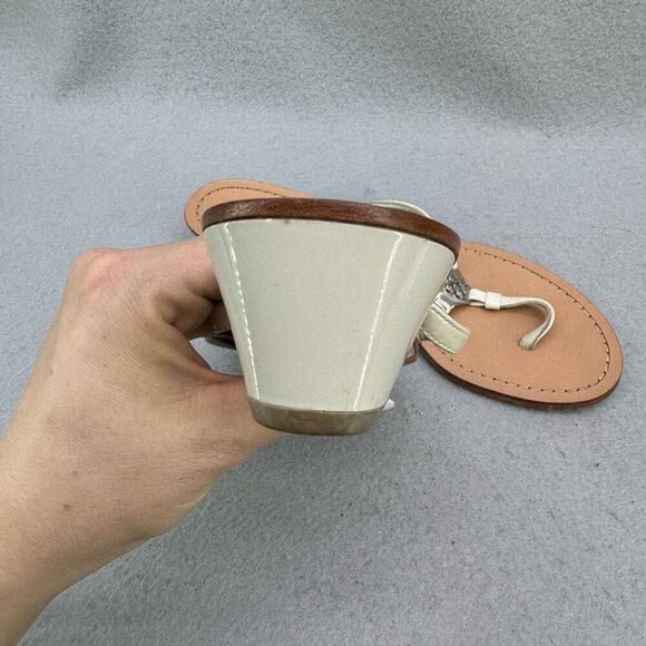 Y2K Coach Womens Beige White Vita Wedge Heel Flip Flop Leather Sandals Size 7 - Picture 10 of 12